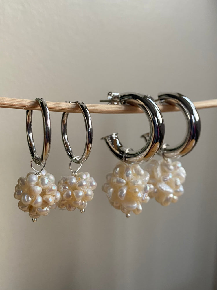 Pearl Puff Mini Earring Charm in Silver